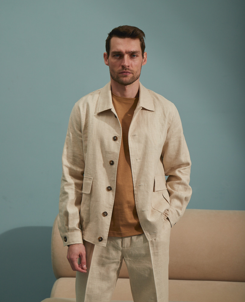 LINEN JACKET SANTORINI BEIGE