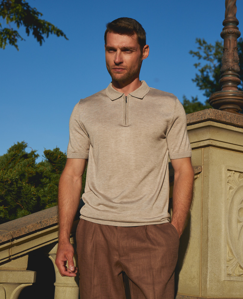 HALF ZIP BIEGE POLO