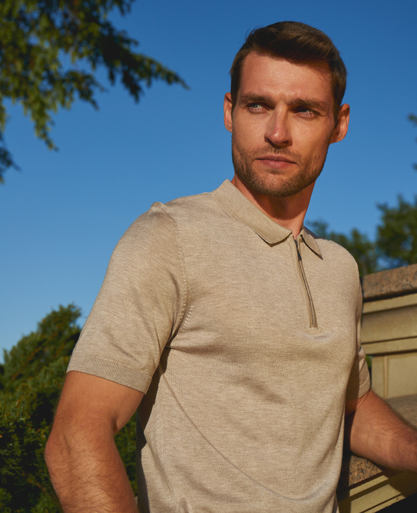 HALF ZIP BIEGE POLO