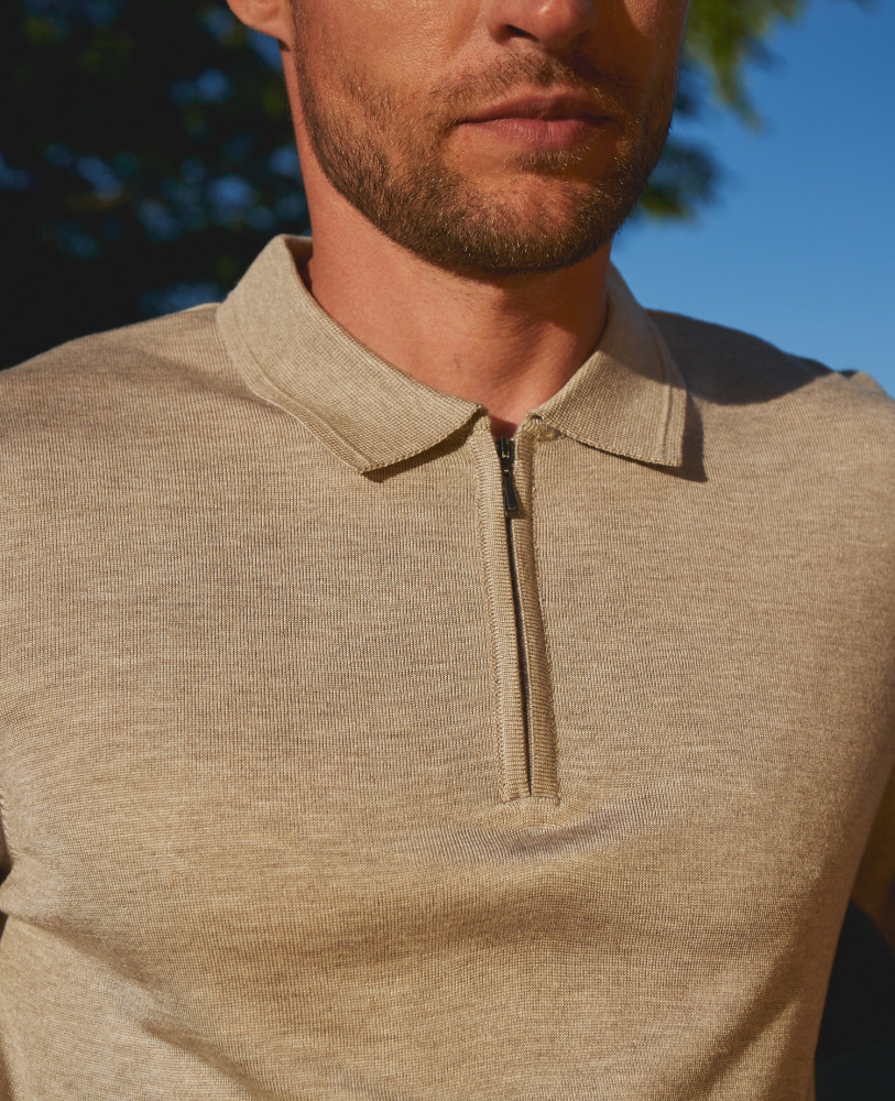 HALF ZIP BIEGE POLO