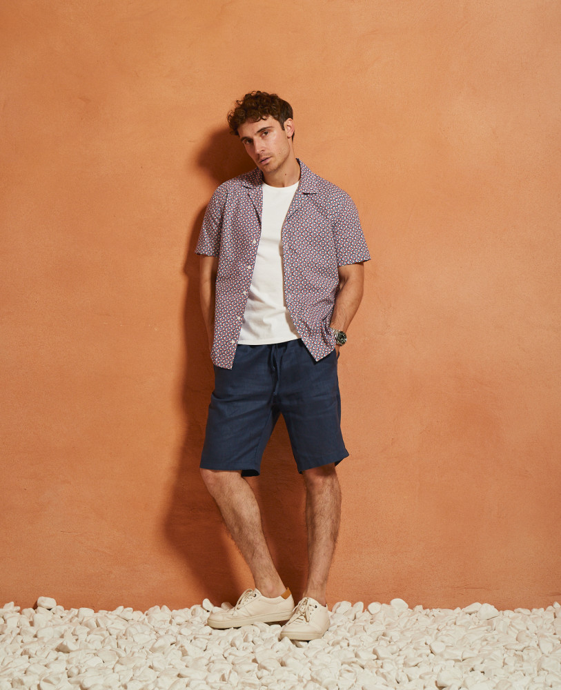 PRINTED COTTON SHIRT WITH SHORT SLEEVE