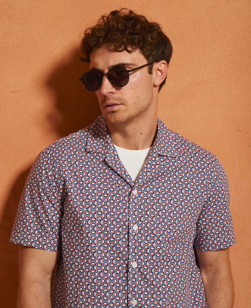 PRINTED COTTON SHIRT WITH SHORT SLEEVE