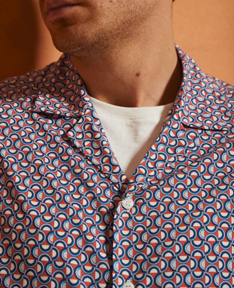 PRINTED COTTON SHIRT WITH SHORT SLEEVE