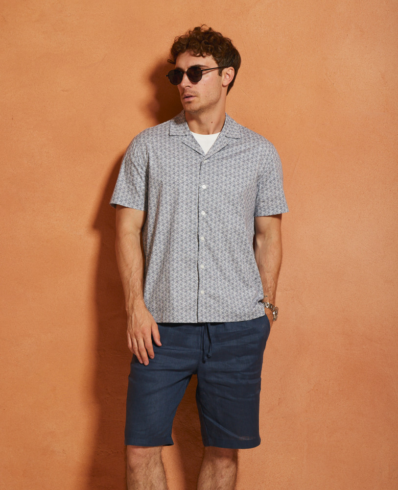 PRINTED COTTON SHIRT WITH SHORT SLEEVE