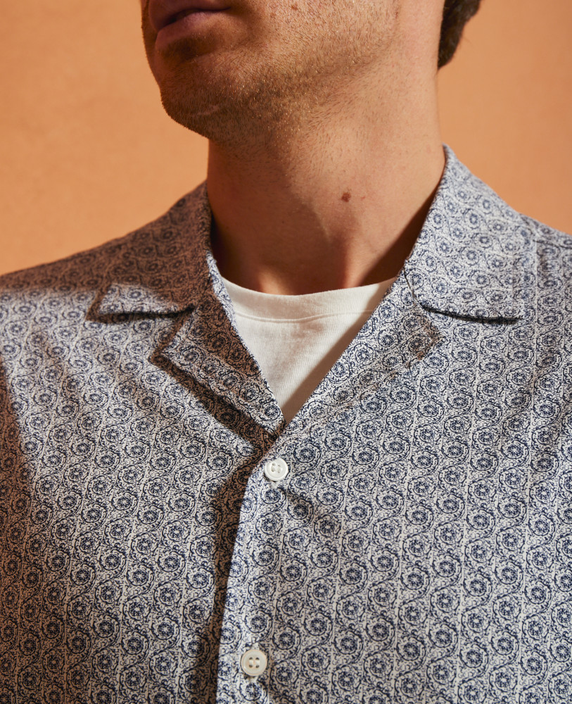 PRINTED COTTON SHIRT WITH SHORT SLEEVE
