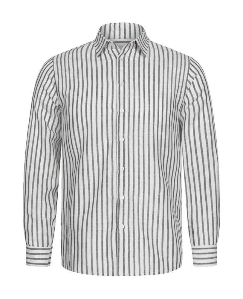 STRIPED POLISHED LINEN SHIRT