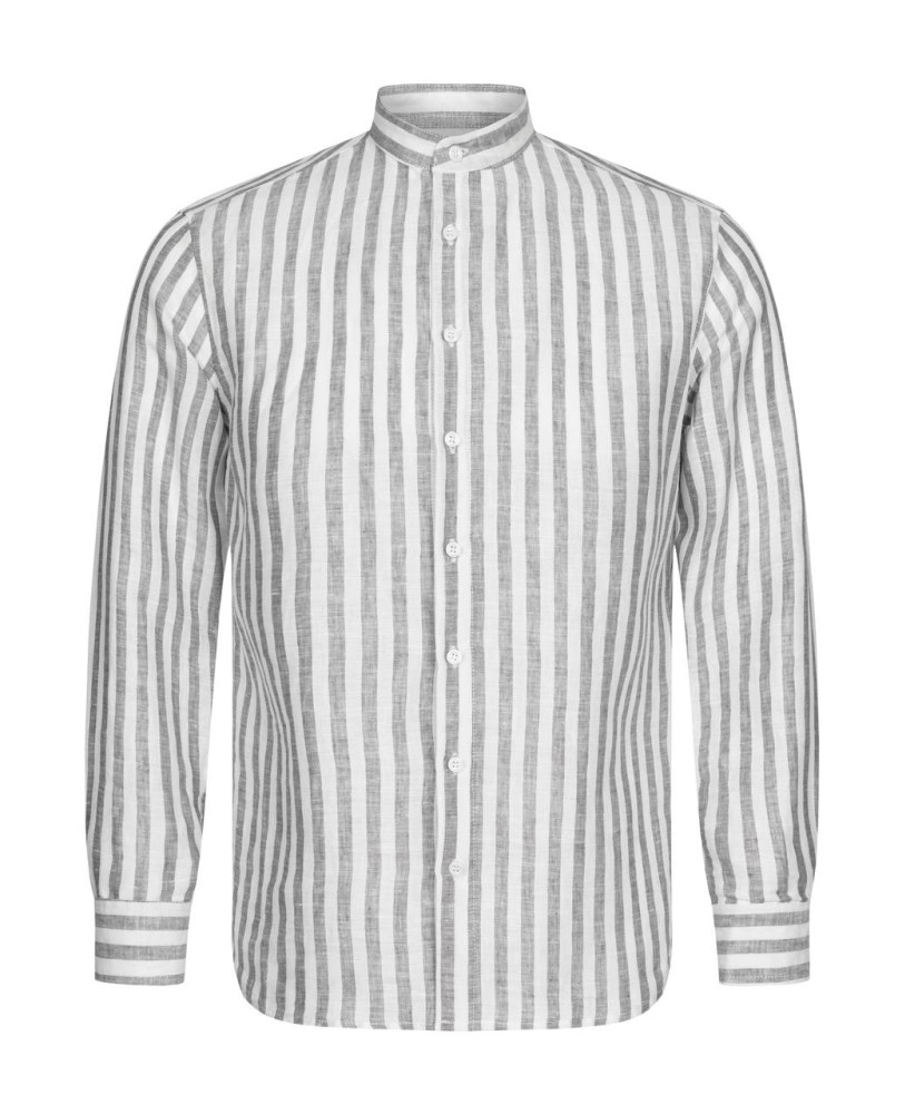 GREY STRIPED LINEN SHIRT