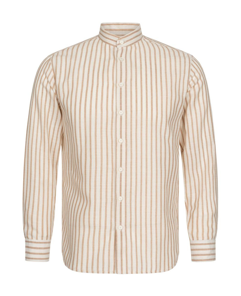 BEIGE STRIPED LINEN SHIRT