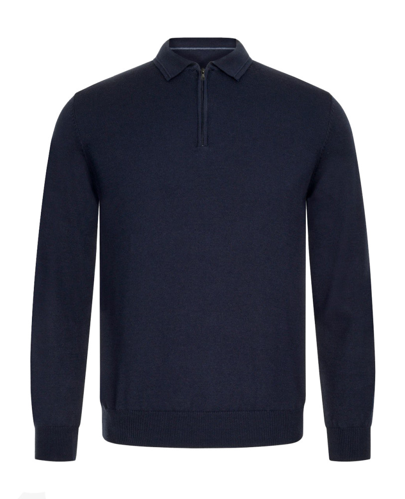 KNITTED HALF-ZIP POLO NAVY BLUE