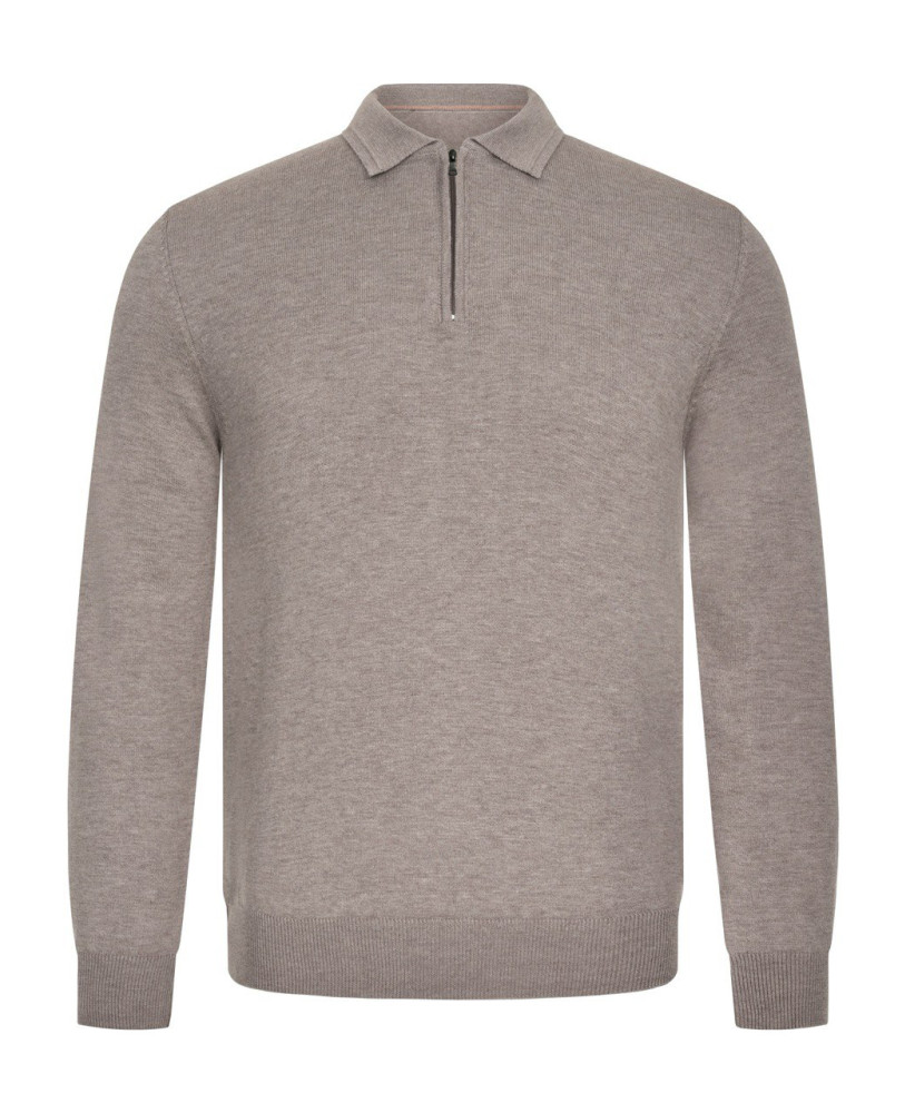 KNITTED HALF-ZIP POLO BEIGE