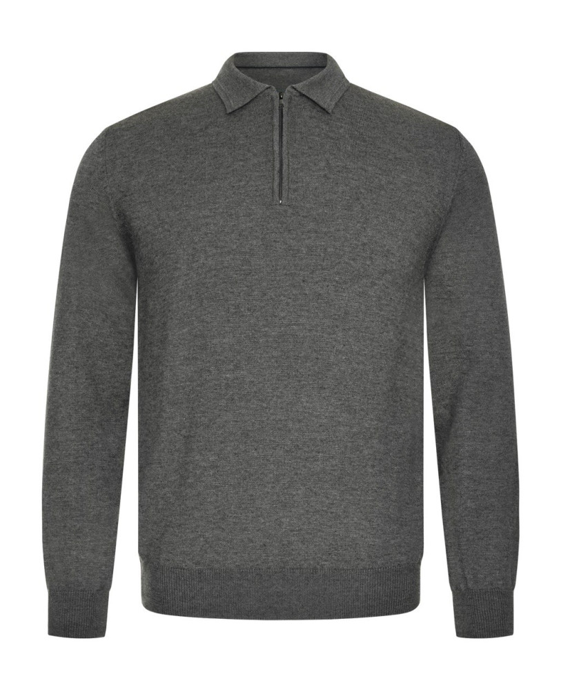 KNITTED HALF-ZIP POLO GREY