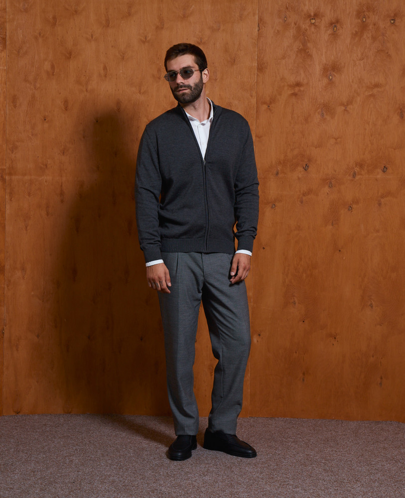 CARDIGAN WITH ZIPPER GREY