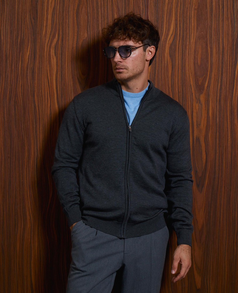 CARDIGAN WITH ZIPPER GREY