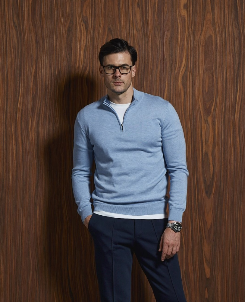 BLUE NECK ZIP-UP JUMPER