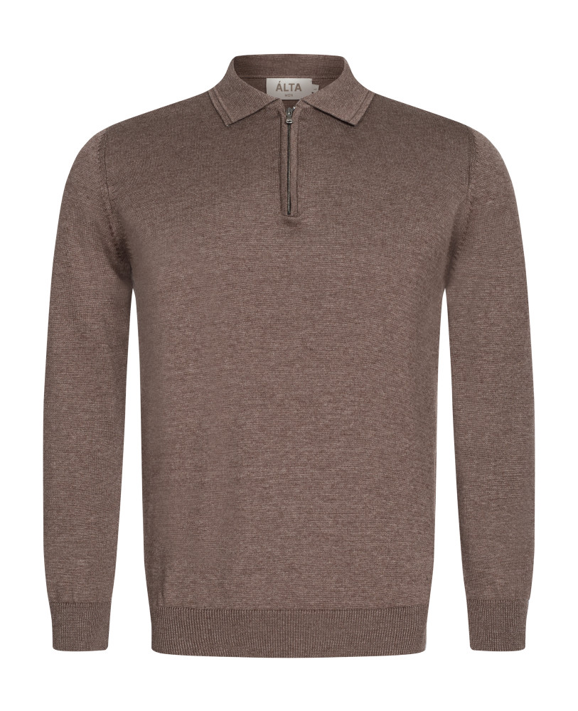 KNITTED HALF-ZIP POLO MOCCO