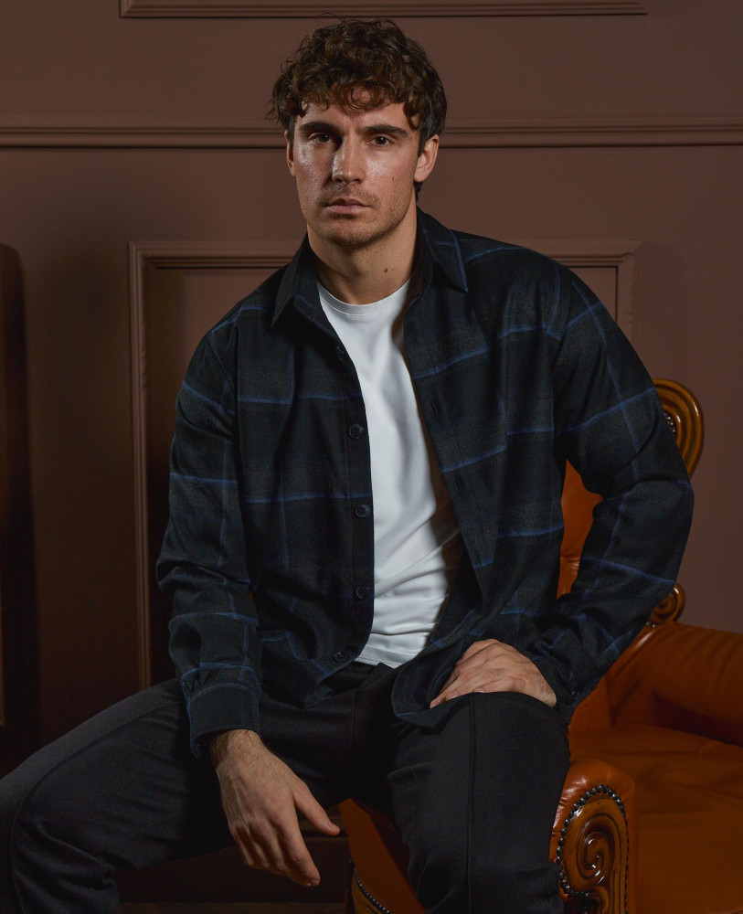 CASHMERE SHIRT BLUE STRIPE