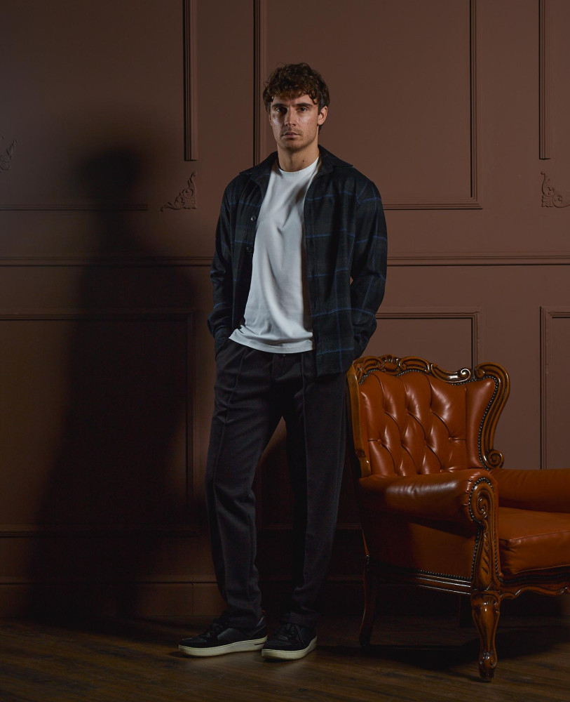 CASHMERE SHIRT BLUE STRIPE