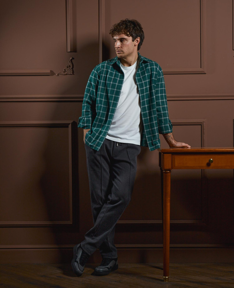 GREEN CHECK COTTON SHIRT