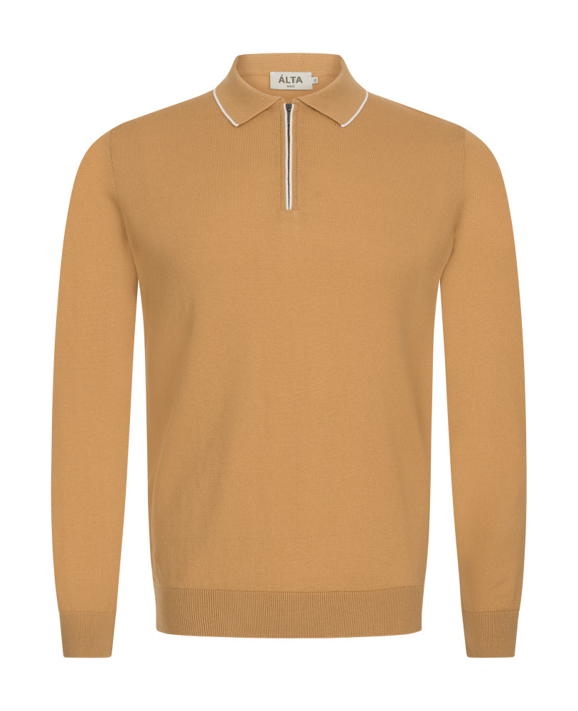 KNITTED HALF-ZIP POLO GOLDEN MUSTARD