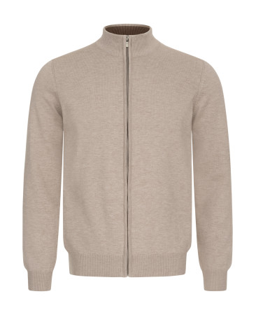 CARDIGAN WITH ZIPPER BEIGE