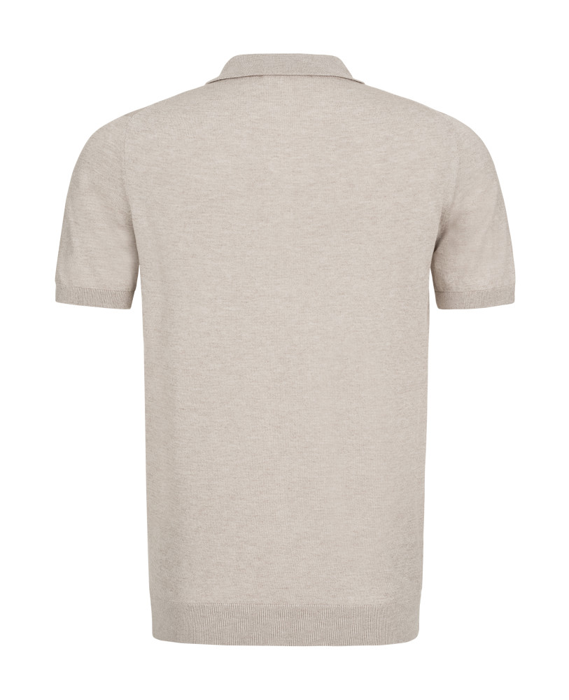 KNITTED SILK POLO BUTTONS BEIGE