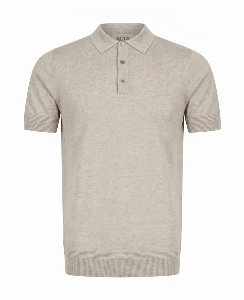 KNITTED SILK POLO BUTTONS BEIGE