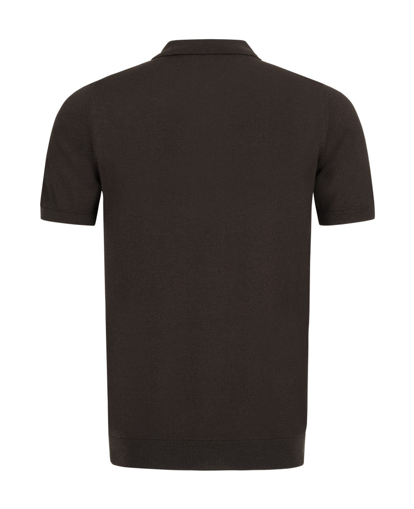 KNITTED SILK POLO BUTTONS BROWN