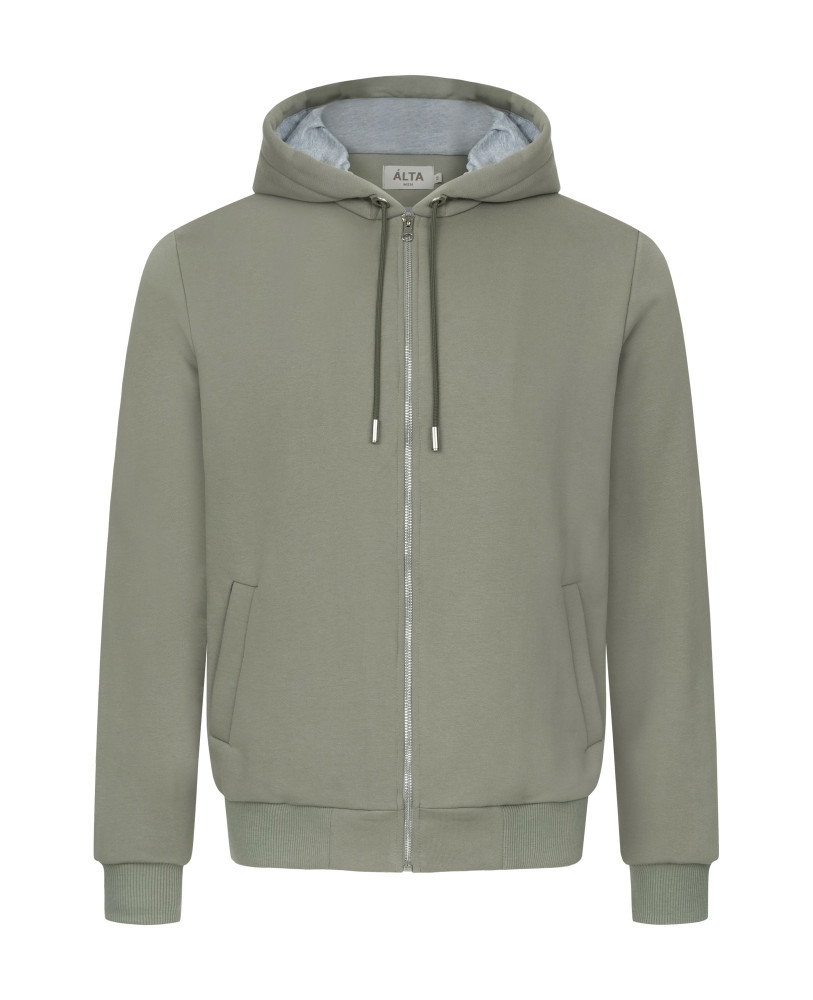OLIVE TRAVELER ZIP-UP JACKET WITH HOOD