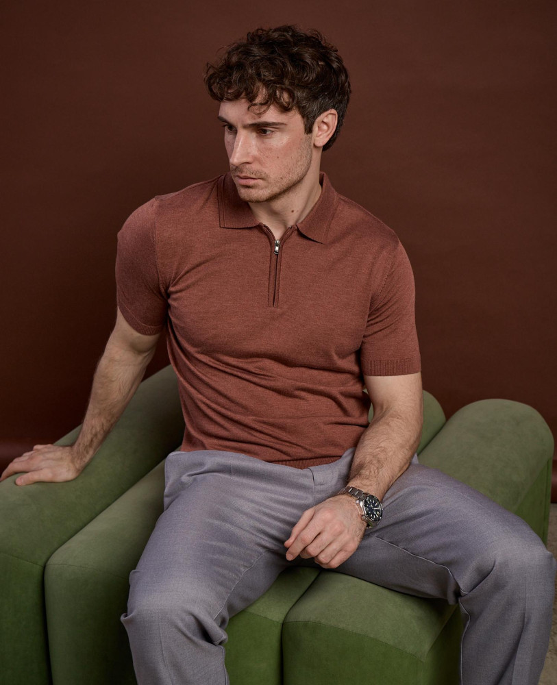 HALF ZIP TERRACOTTA POLO