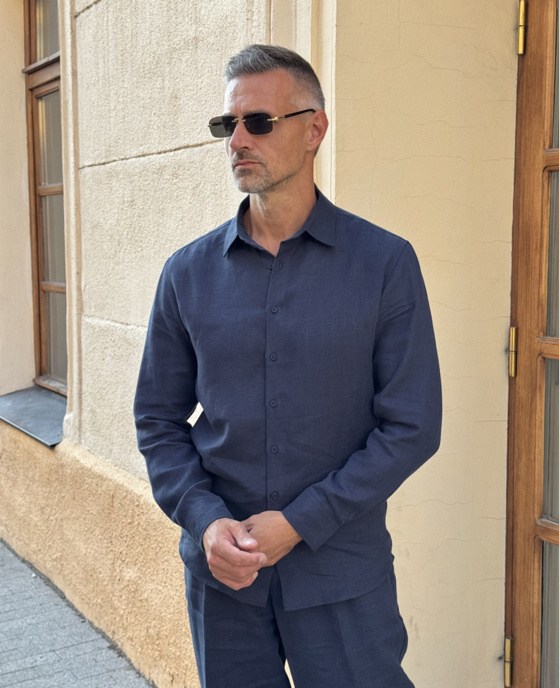NAVY BLUE LINEN SHIRT