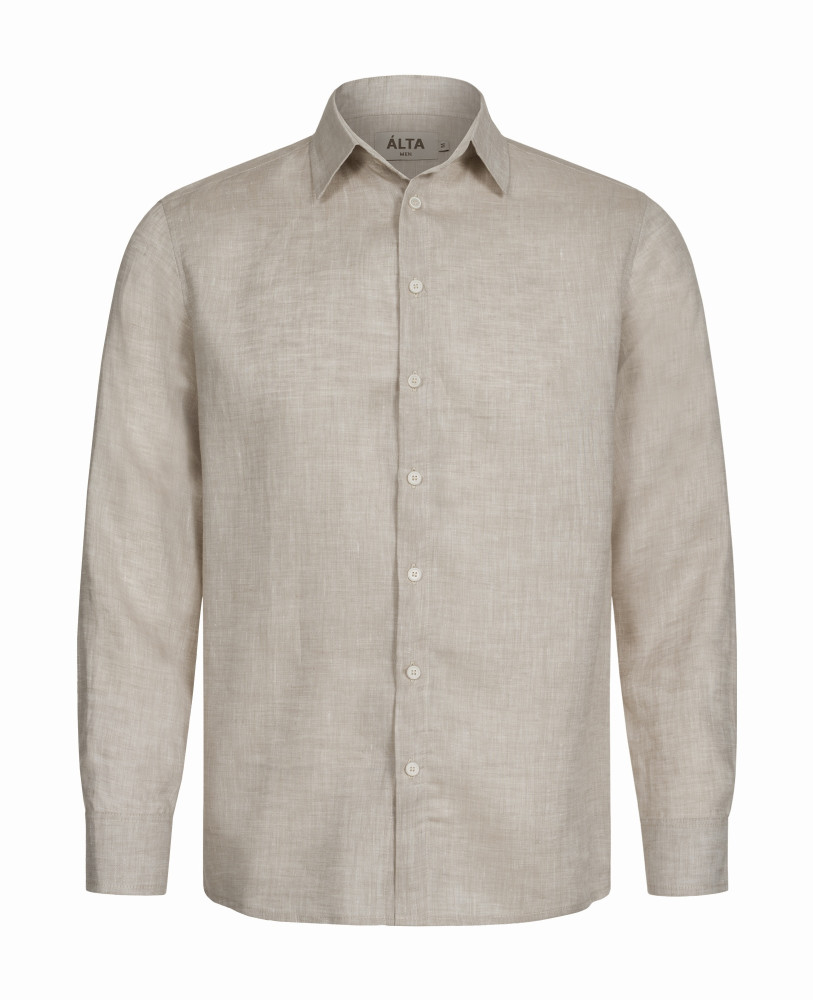 BEIGE MELANGE LINEN SHIRT