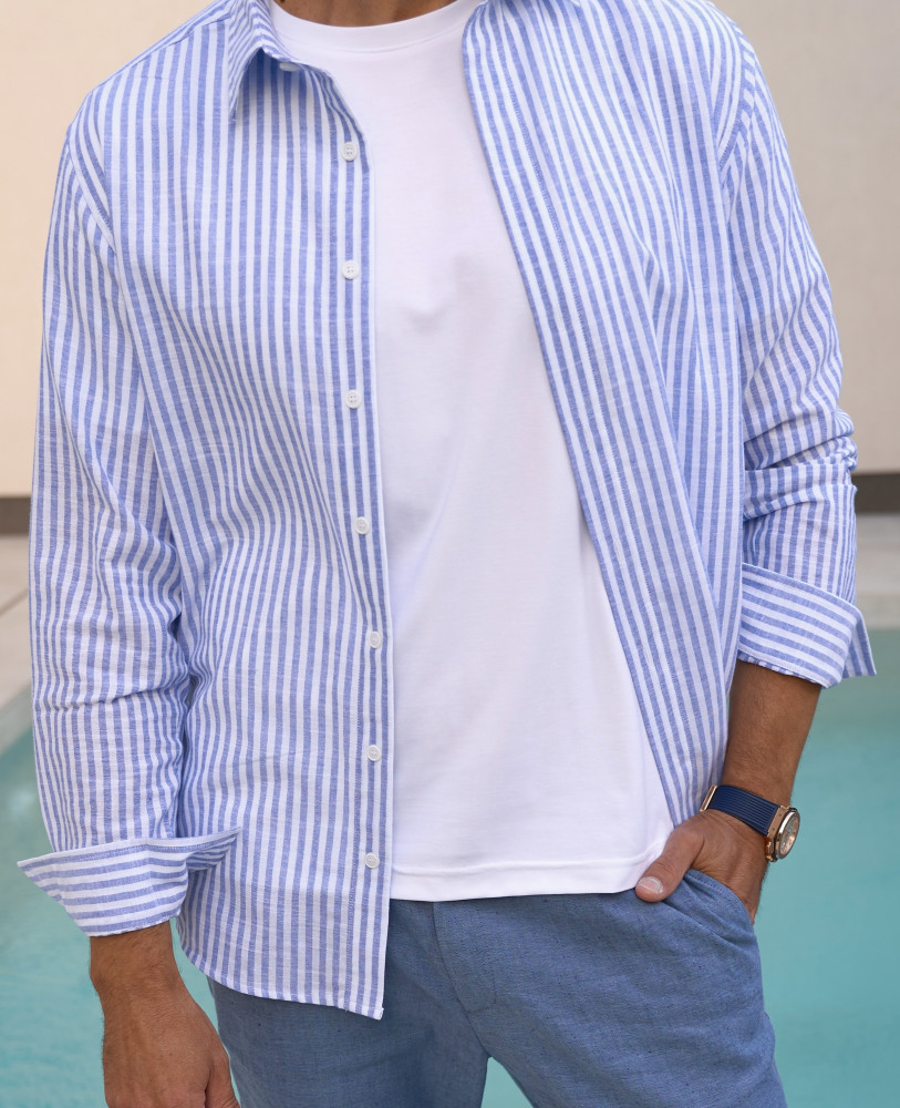 LINEN SHIRT WITH BLUE STRIPES