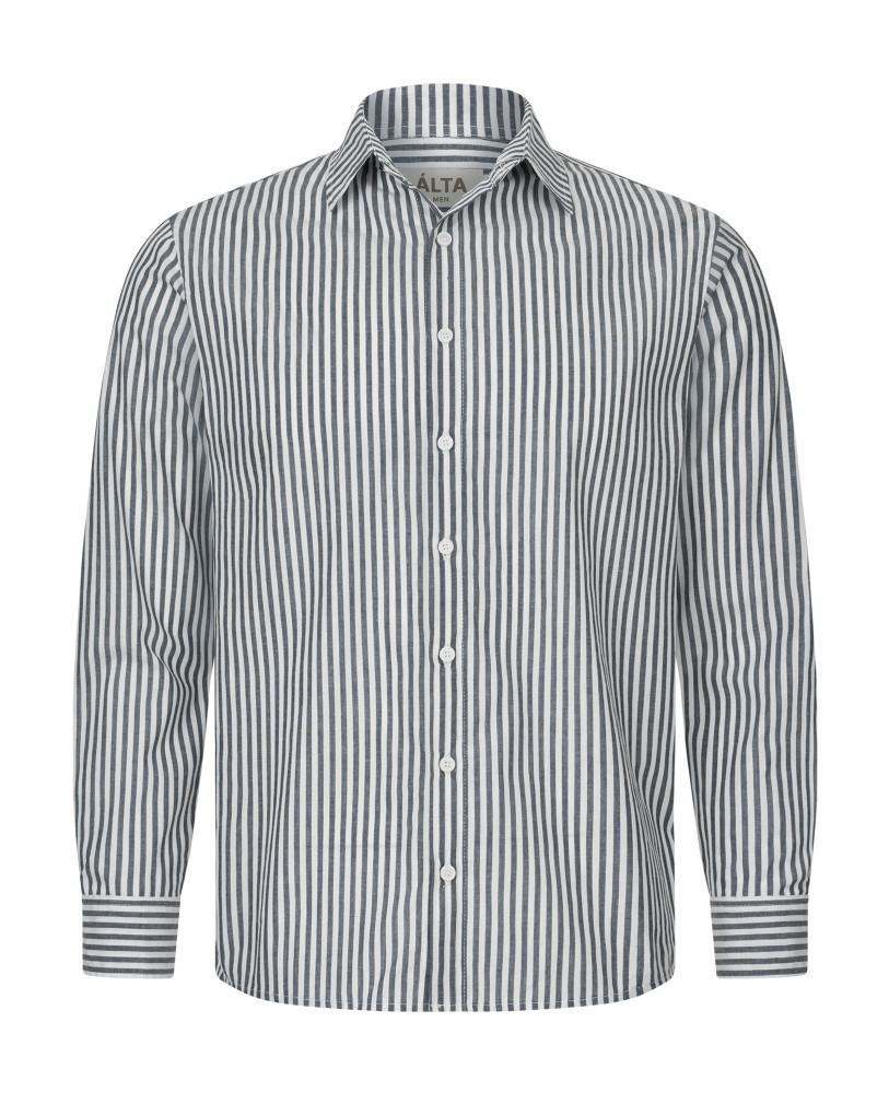 LINEN SHIRT WITH GRAPHITE STRIPES