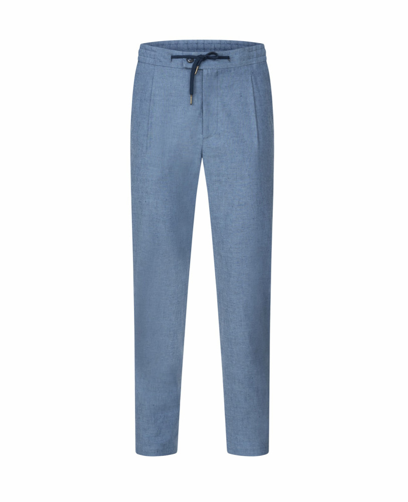 DENIM COLOR LINEN TROUSERS