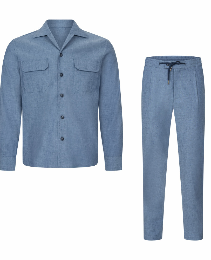 DENIM COLOR LINEN SUIT