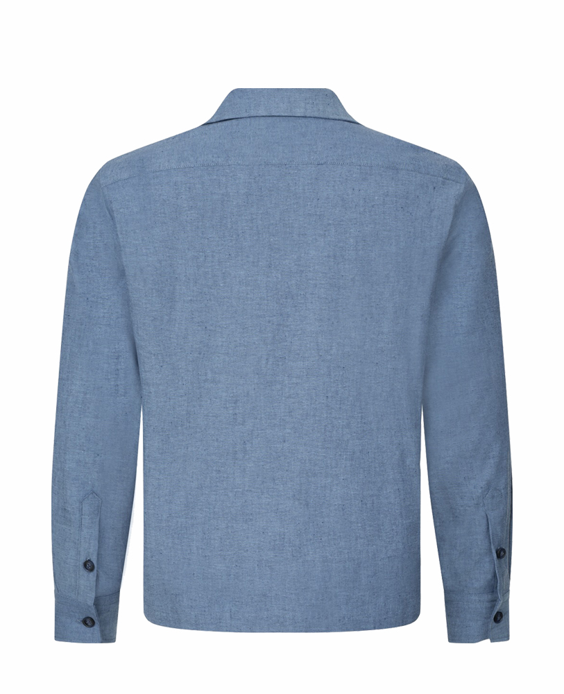 DENIM COLOR LINEN SHIRT WITH POCKETS