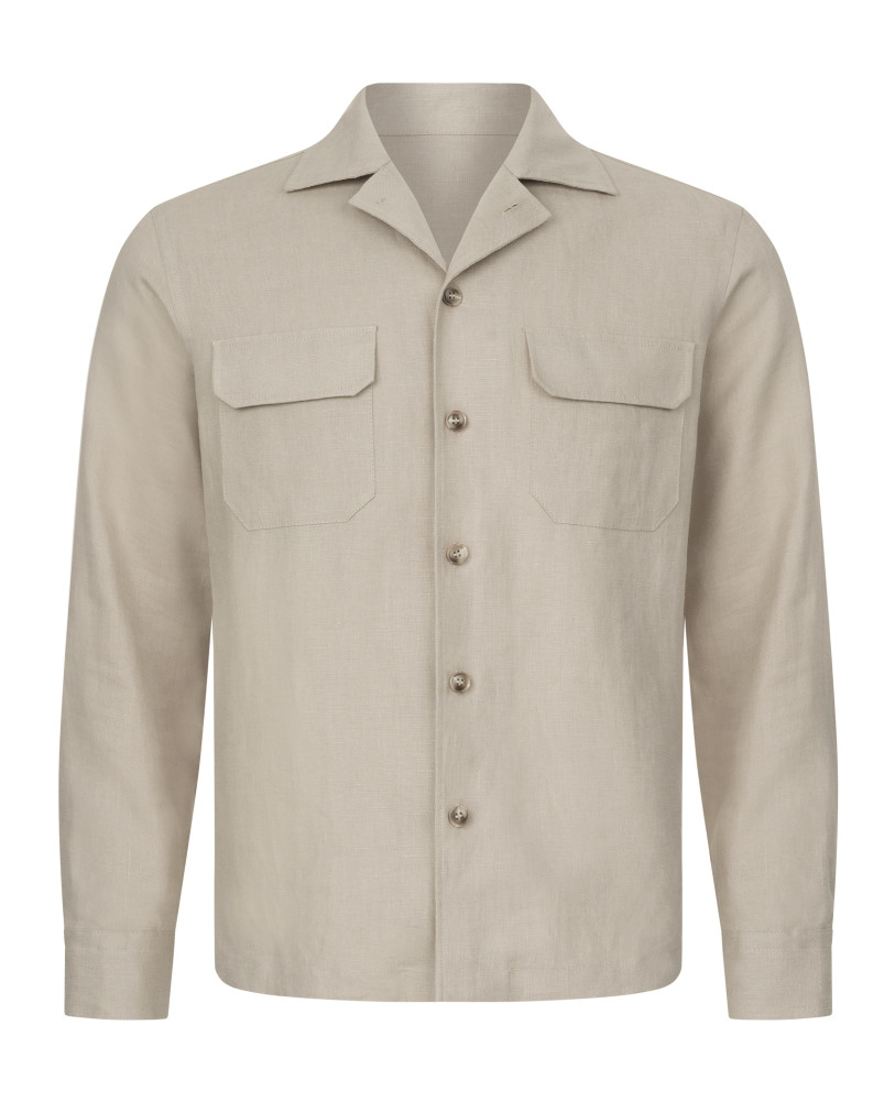 SAND LINEN SHIRT WITH POCKETS