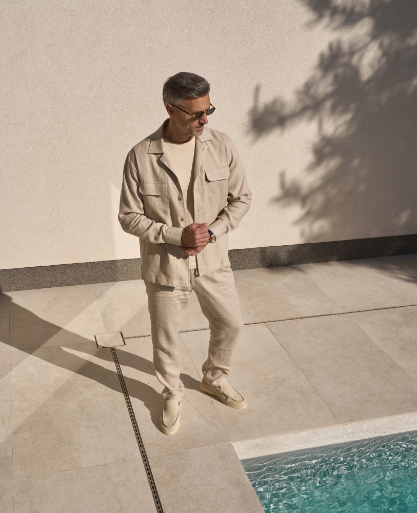 SAND LINEN SHIRT WITH POCKETS