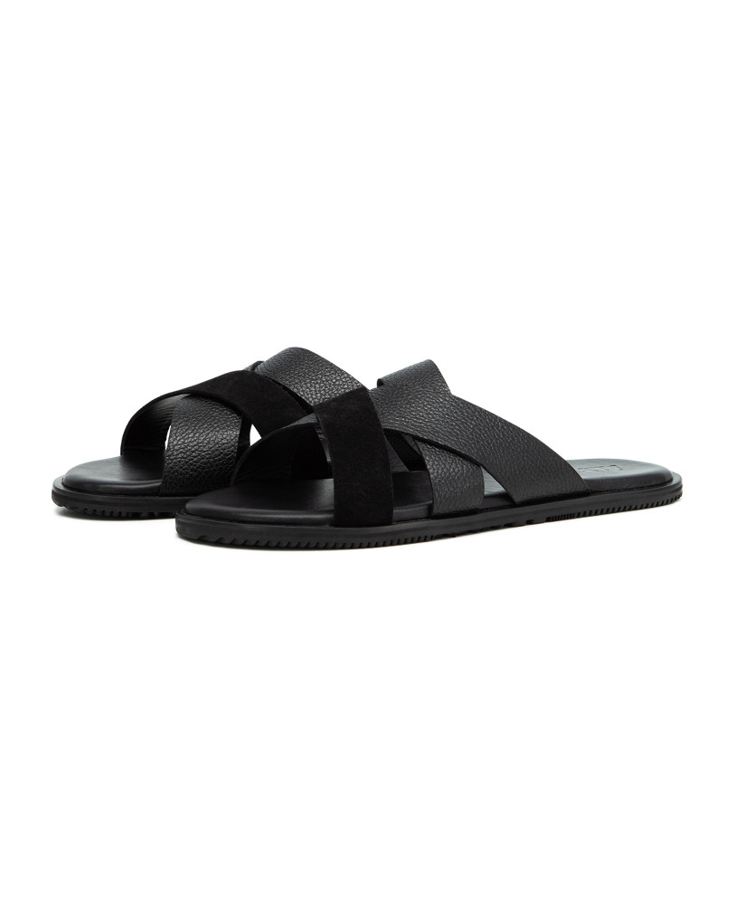BLACK LEATHER FLIP FLOPS