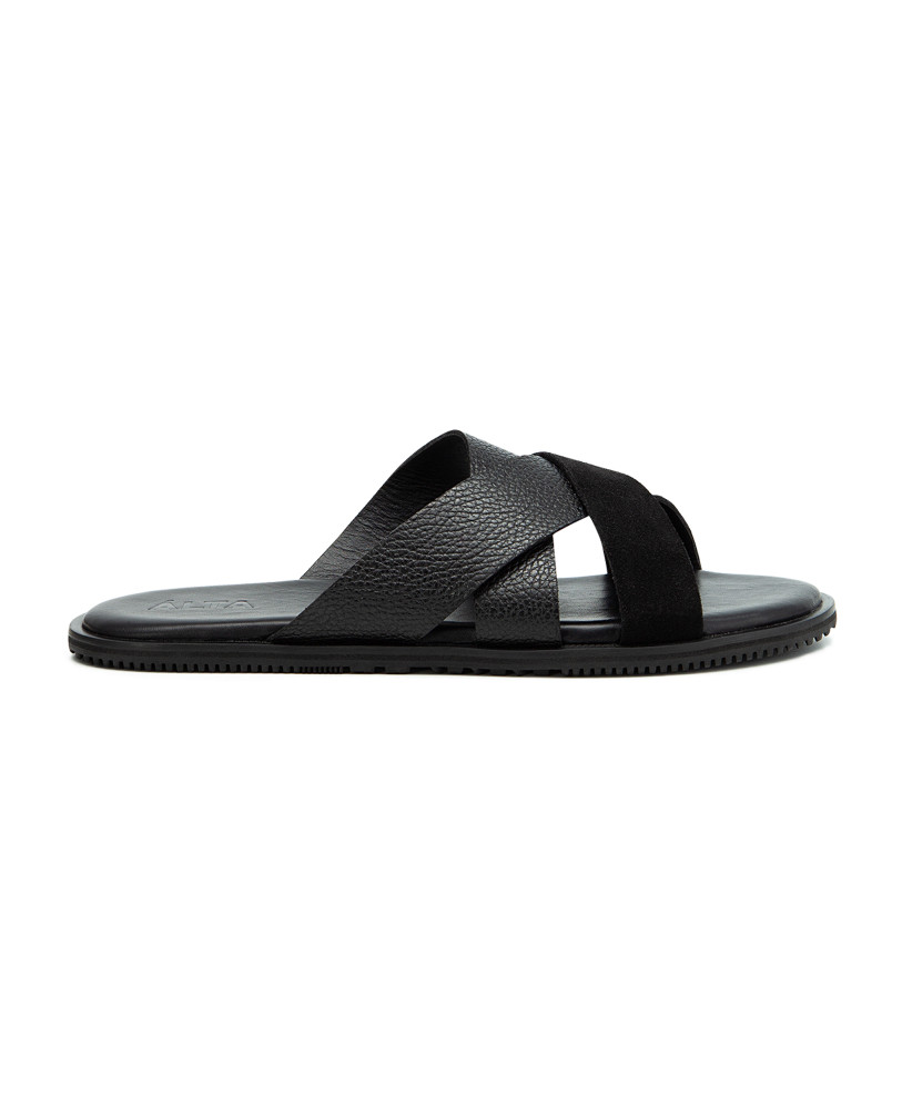 BLACK LEATHER FLIP FLOPS