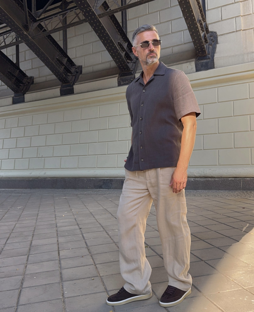 SAND WIDE LINEN PANTS