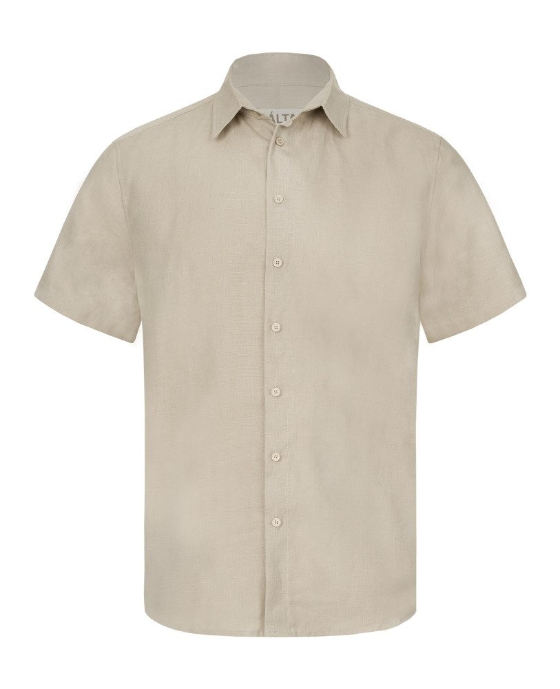 SAND LINEN SHIRT WITH SHORT SLEEVE 