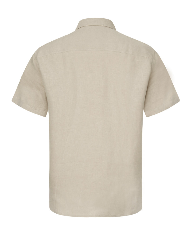 SAND LINEN SHIRT WITH SHORT SLEEVE 