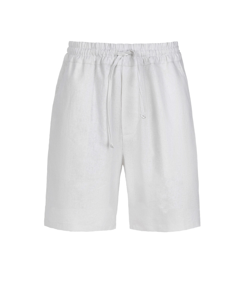 White linen shorts