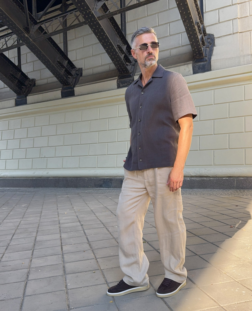 OVERSIZED LINEN SHIRT PEAT COLOR