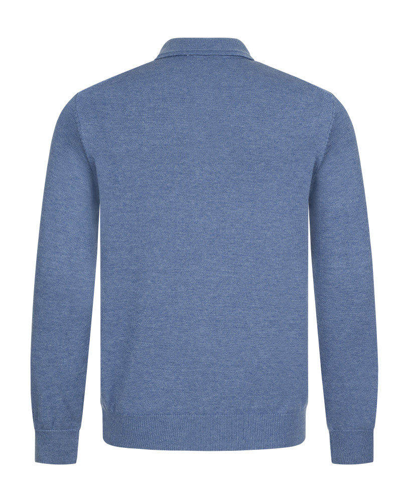 DENIM COLOR KNITTED HALF-ZIP POLO 