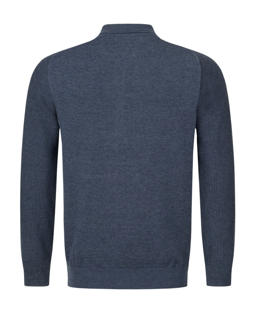 KNITTED POLO WITH BUTTONS BLUE MELANGE