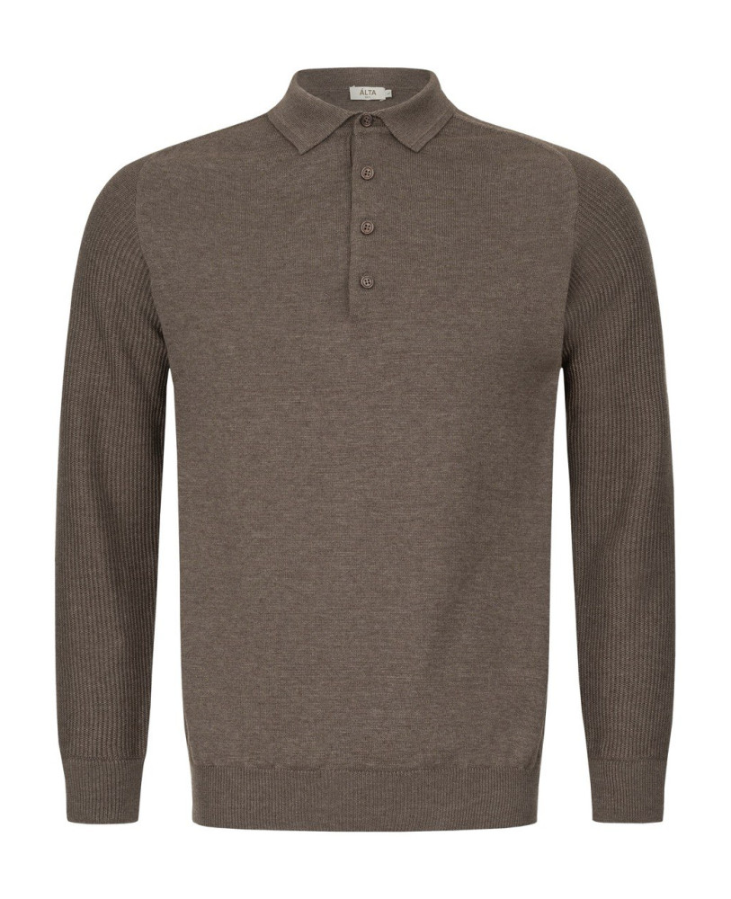 KNITTED POLO WITH BUTTONS MOCCO
