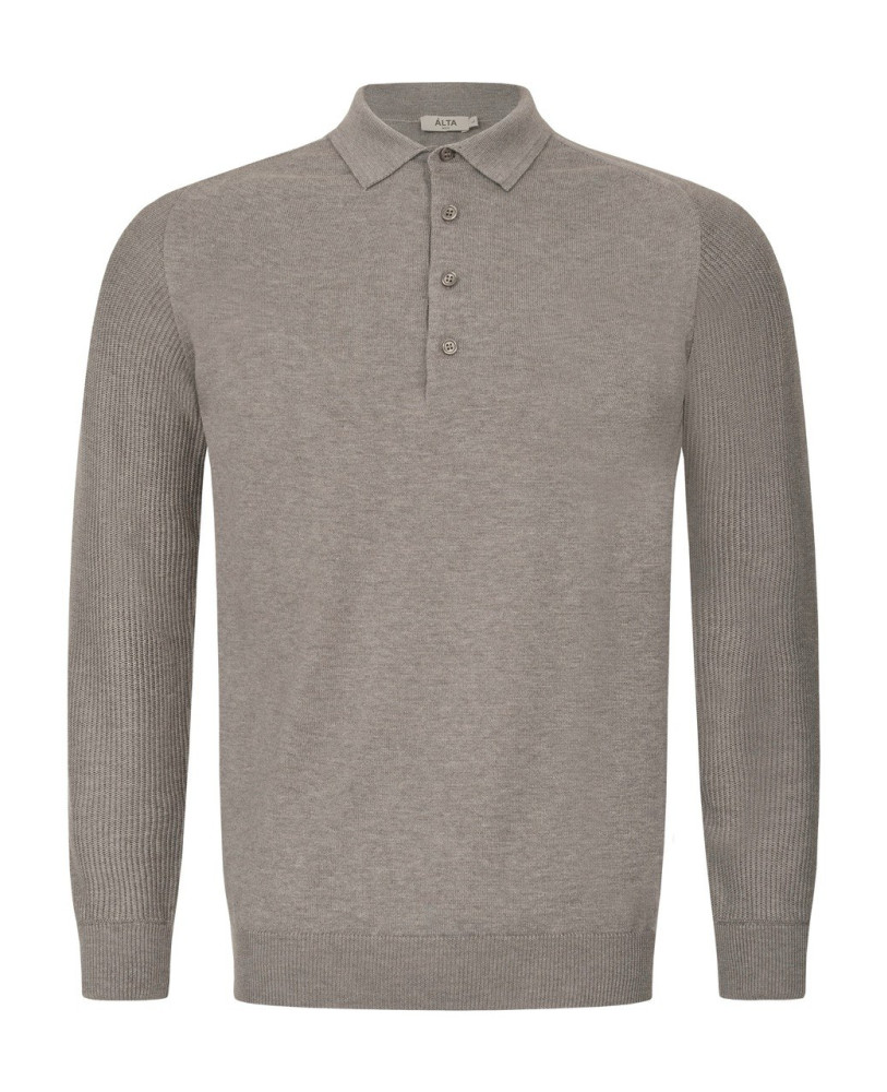 KNITTED POLO WITH BUTTONS ASHEN