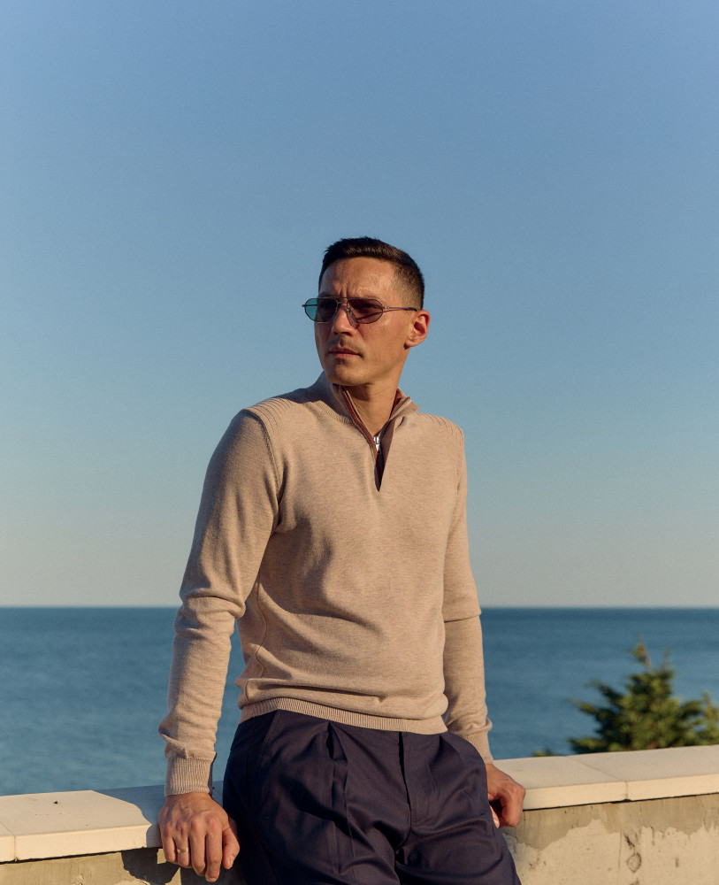 HALF ZIP SWEATER BEIGE